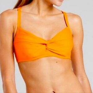 Athleta Twist Up Bikini Swim Top Orange 32B/32C Adjustable Crossback